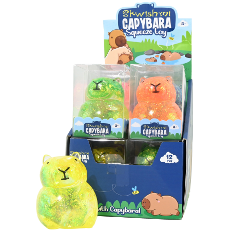 Jucarii Educative - Jucarie senzoriala squishy Capibara cu sclipici, 7 cm, Robetoy