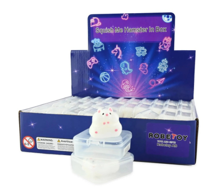 Jucarii Educative - Jucarie senzoriala squishy Hamster in cutiuta, 5,5 cm, Robetoy