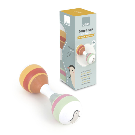 Jucarii Bebe - Jucarie zornaitoare maracas din lemn pentru bebelusi - Animale design Sarah Betz - Vilac
