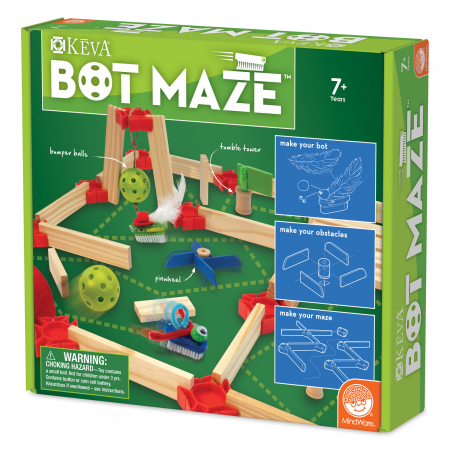 KEVA Maker Bot Maze, labirint cu piese de lemn și roboți motorizați [1]