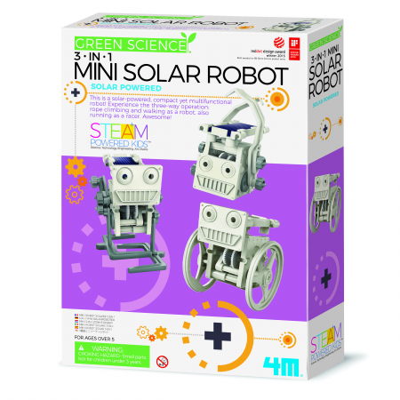 Cadouri Baieti - Kit constructie Robot Solar mini 3 in 1, Stiinta Verde - Green Science