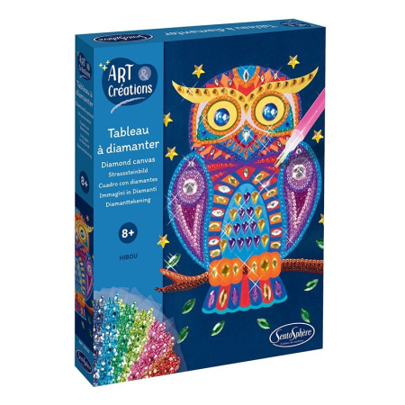Jucarii creative - Kit creativ cu diamante / strasuri - Canvas Bufnita - Sentosphere