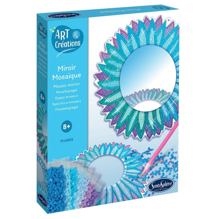 Varsta 10 ani + - Kit creativ cu diamante / strasuri - Oglinda mozaic pene - Sentosphere