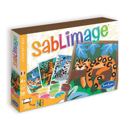 Varsta 7-10 ani - Kit creativ cu nisip colorat - Sablimage Animale Feline - SentoSphere