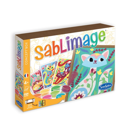 Jucarii creative - Kit creativ cu nisip colorat - Sablimage Pisici - Sentosphere