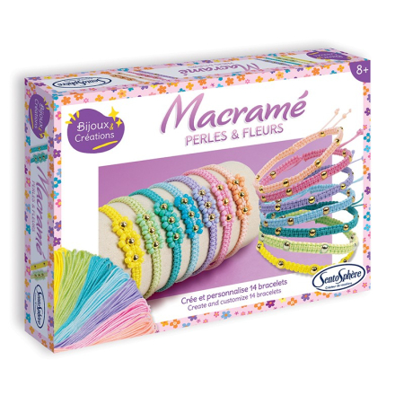 Jucarii creative - Kit creativ DIY - Bratari Macramé Perle si Flori - Sentosphere