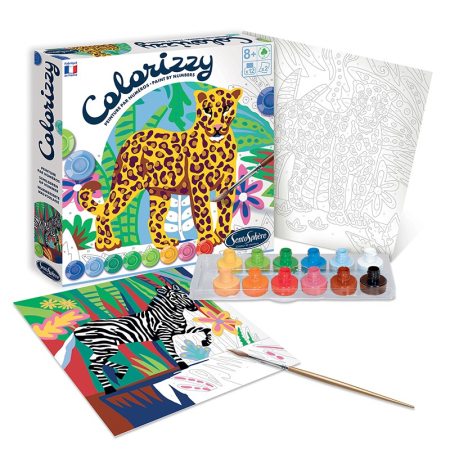 Kit creativ pictura pe numere - Colorizzy Zebra si Leopard - Sentosphere [5]