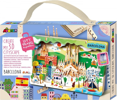 Cadouri copii Craciun - Kit DIY - Creaza Peisaj Urban 3D din lemn - Barcelona