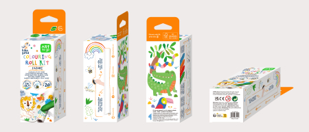 Kit rola de desenat - 2 m, include stickere si 4 creioane colorate cerate, Safari - Haku Yoka [10]