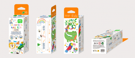 Kit rola de desenat - 2 m, include stickere si 4 creioane colorate cerate, Safari - Haku Yoka [4]