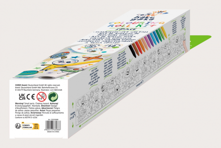 Kit rola de desenat autoadeziva - 3 m si 12 creioane colorate cerate, Spatiu - Haku Yoka [3]