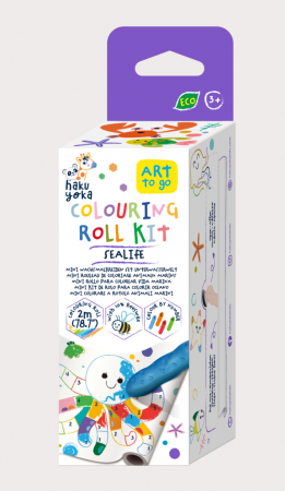 Back to school - Kit rola de desenat pe numere - 2 m, include 4 creioane colorate cerate, Subacvatic - Haku Yoka