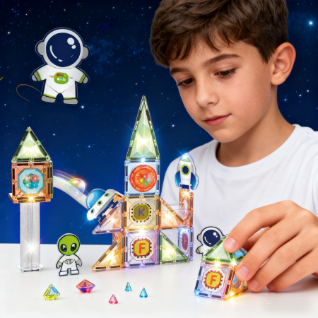 Labirint magnetic Diamond cu lumini - In spatiu 69 piese (7.5 cm) [6]