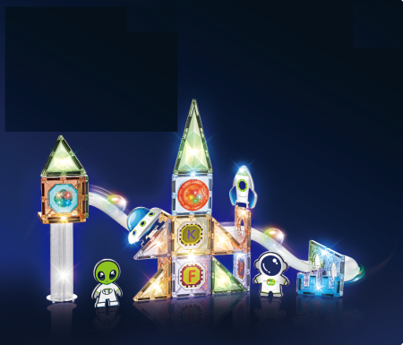 Labirint magnetic Diamond cu lumini - In spatiu 69 piese (7.5 cm) [5]