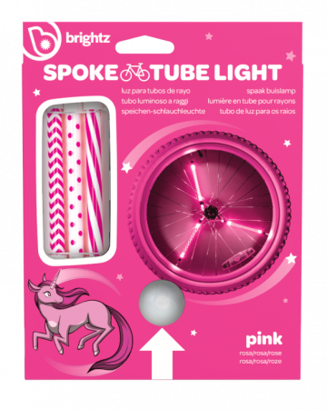 Jucării exterior - Lumini tubulare LED pentru roți bicicletă, SpinBrightz, roz