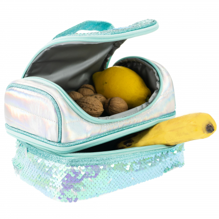 Lunch box Girabrilla – cutie termică matlasată cu paiete reversibile și interior impermeabil [2]