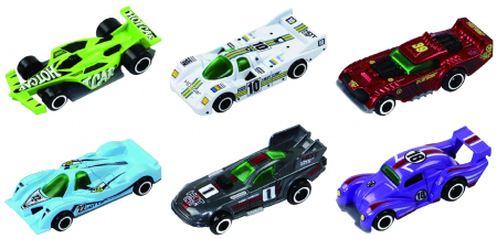 Jucarii de rol - MACHETA DIE CAST, SET 6 MASINI CURSE, SCARA 1/64, 7.5CM, DIVERESE MODELE SI CULORI