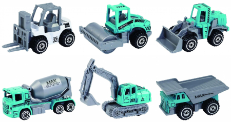 MACHETA DIE CAST, SET 6 UTILAJE, SCARA 1/64, 7.5CM, DIVERSE MODELE SI CULORI [1]