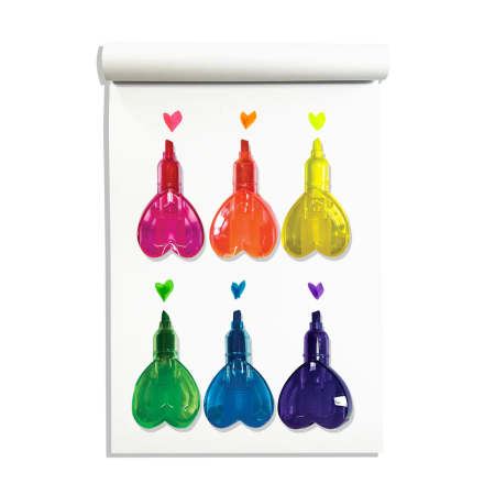 Markere intercalabile Inimioare - set 6 culori neon - Heart [5]