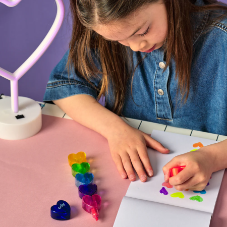 Markere intercalabile Inimioare - set 6 culori neon - Heart [11]