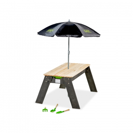 Masă de joacă Aksent cu nisip, apă, umbrelă și accesorii de grădinărit, Exit Toys [2]