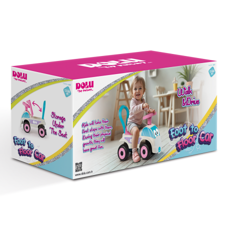 Masina fara pedale Foot to Floor - Alb& roz [2]