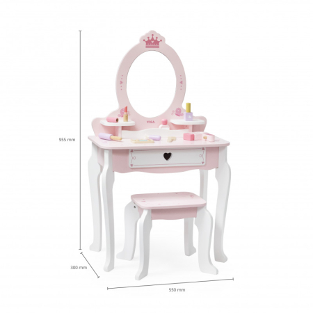 Masuta de Toaleta din Lemn cu 8 Accesorii design Printesa, Viga [2]