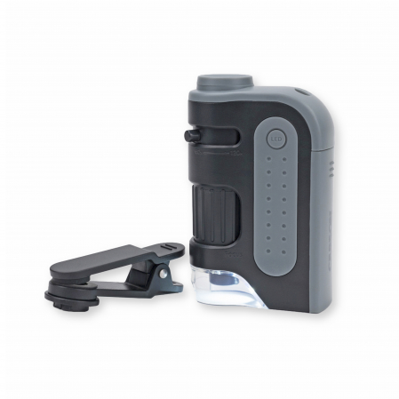 Jucarii educative - Microscop de buzunar cu LED, marire 60-120x, cu adaptor pentru smartphone, MicroBrite