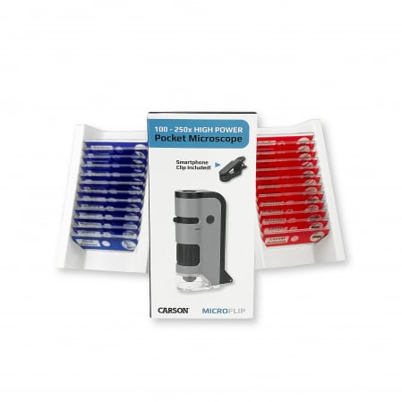 Microscop portabil cu LED si UV, cu adaptor de smartphone, include 24 de lamele pregatite, marire 100-250x, MicroFlip [1]