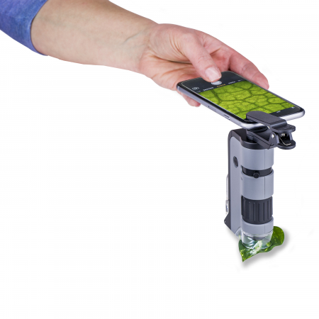 Microscop portabil cu LED si UV, cu adaptor de smartphone, include 24 de lamele pregatite, marire 100-250x, MicroFlip [4]