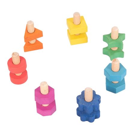 Noutati - Nuts & Bolts, set suruburi si piulite din lemn, 14 piese
