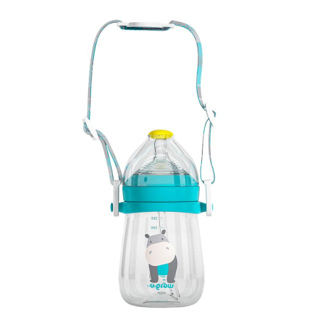 Pachet 3 in 1 cana 260 ml tritan cu 3 accesorii diferite pentru baut : tetina biberon, cioc , pai, blue, U-Grow [5]