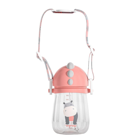 Pachet 3 in 1 cana 260 ml tritan cu 3 accesorii diferite pentru baut : tetina biberon, cioc , pai, dark pink, U-Grow [5]