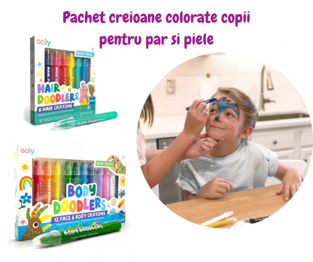 Costume Carnaval - Pachet Creioane colorate pentru păr si piele
