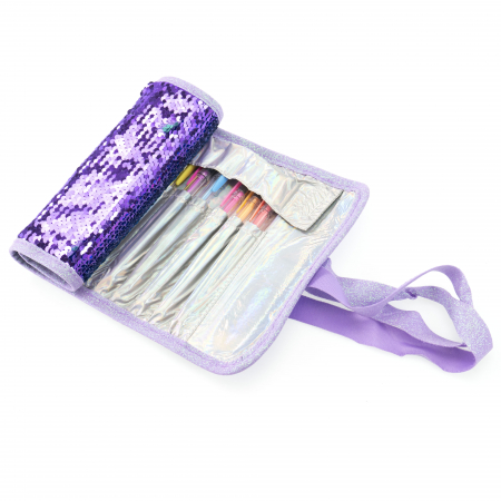 Penar rulabil Girabrilla – cu paiete reversibile și set 12 pixuri gel + 6 markere duble [1]