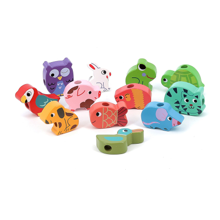 Perle din lemn de insirat pe snur - Animale familiare - Vilac [2]