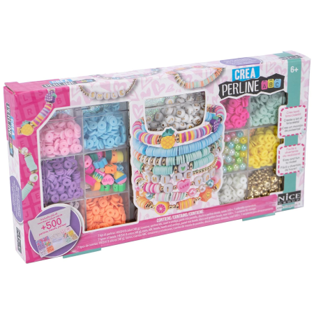 Cadouri Fete - Kit creativ DIY - coliere și brățări cu mărgele Heishi Pop, 500 piese, Perline ABC