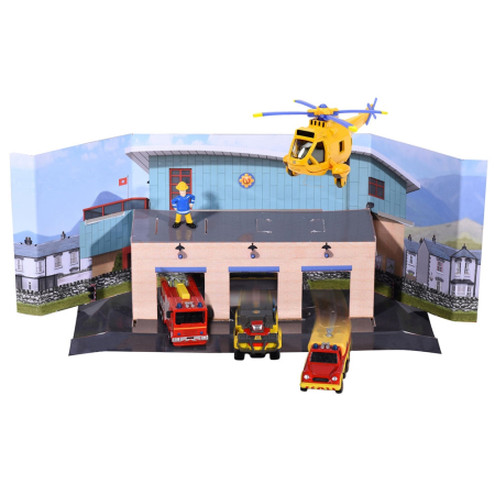 Pista de masini Dickie Toys Fireman Sam Rescue Team Sam Fire cu 3 masinute, 1 elicopter si o figurina [0]