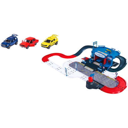 Promotii - Pista de masini Majorette Dacia Service Center cu 3 masinute
