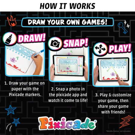 Pixicade -  kit creativ multipremiat pentru a transforma desenele copiilor in jocuri video pentru mobil sau tableta, editie jocuri nelimitate [2]