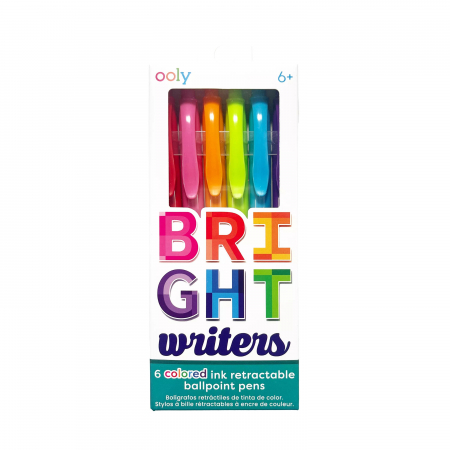 Stilouri și pixuri - Pixuri colorate retractabile Bright Writers - set de 6