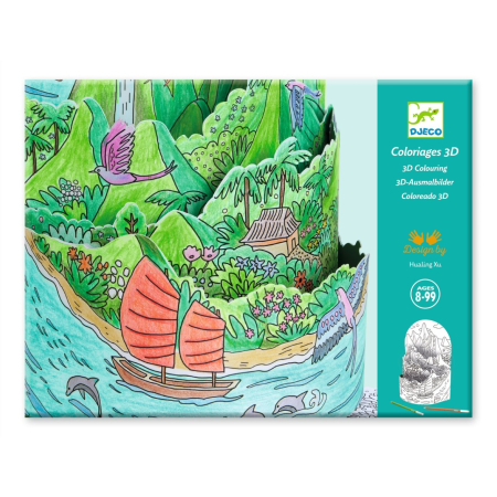 Jucarii 5-7 ani - Planse de colorat si asamblat Peisaj insular stratificat, Djeco