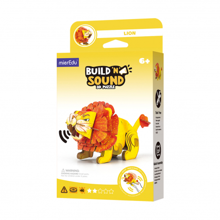Idei de cadouri sub 100 de lei - Puzzle 3D cu sunete - Leu, Build 'n' Sound