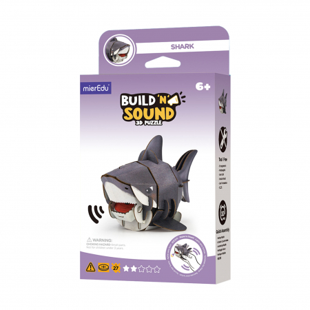 Idei de cadouri sub 100 de lei - Puzzle 3D cu sunete - Rechin, Build 'n' Sound