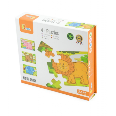 Puzzle - Puzzle conectabil 4 in 1 - Jungla, Viga