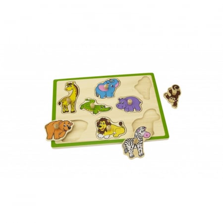 Jucarii Educative - Puzzle cu maner - Animale salbatice, Viga