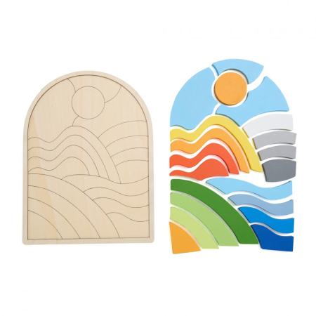 Jucarii Educative - PUZZLE CURCUBEU DIN LEMN, 21 DE PIESE, MOMKI