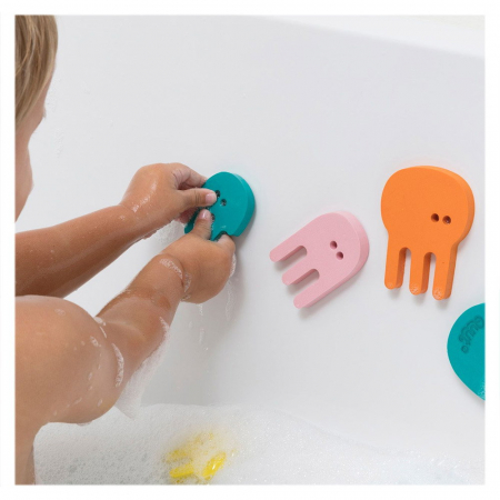 Puzzle de baie, set 10 piese, Meduze colorate, Quut Toys [2]