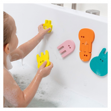 Puzzle de baie, set 10 piese, Meduze colorate, Quut Toys [1]