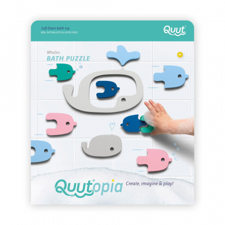 Baie - Puzzle de baie, set 11 piese, Balene si pestisori, Quut Toys